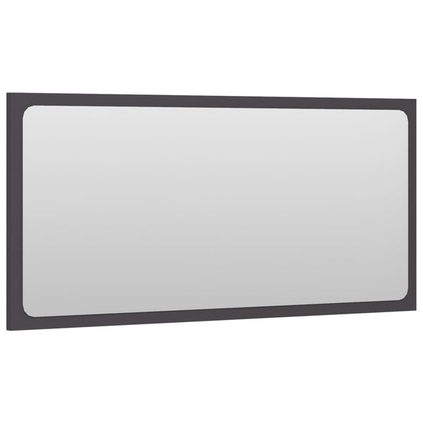 Bathroom Mirror Grey 80X1.5X37 Cm Engineered Wood Mirrors