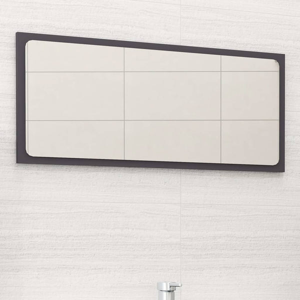 Bathroom Mirror Grey 80X1.5X37 Cm Engineered Wood Mirrors