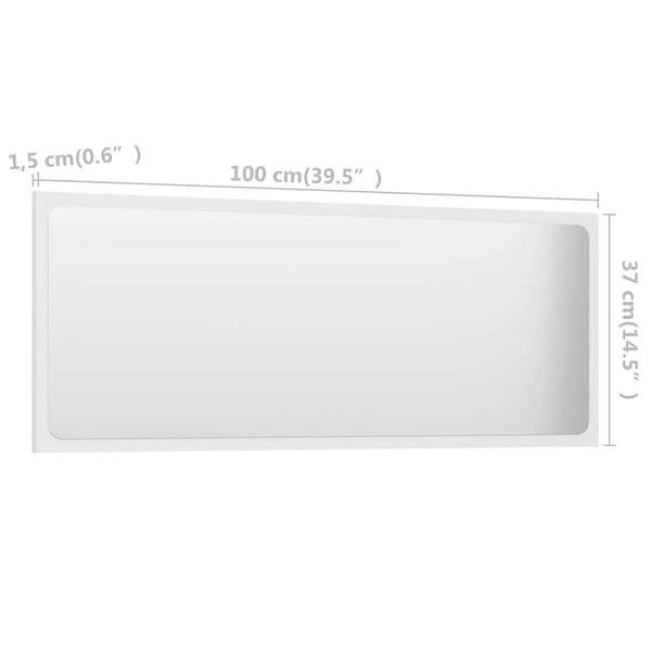 Vidaxl Bathroom Mirror White 100X1.5X37 Cm Engineered Wood Mirrors