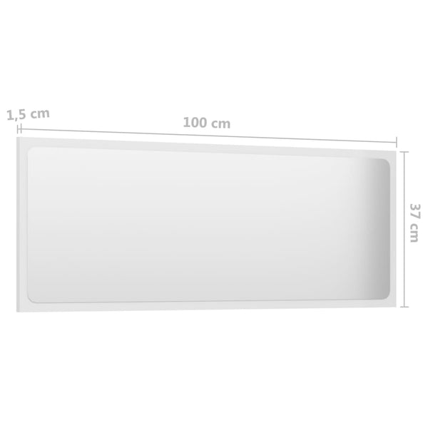 Bathroom Mirror High Gloss White 100X1.5X37 Cm Engineered Wood Mirrors