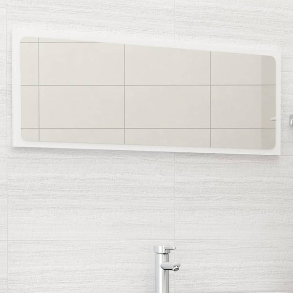 Bathroom Mirror High Gloss White 100X1.5X37 Cm Engineered Wood Mirrors