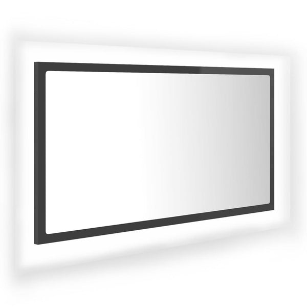 Led Bathroom Mirror High Gloss Grey 80X8.5X37 Cm Acrylic Mirrors