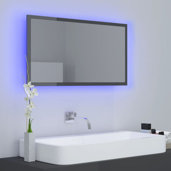 Led Bathroom Mirror High Gloss Grey 80X8.5X37 Cm Acrylic Mirrors