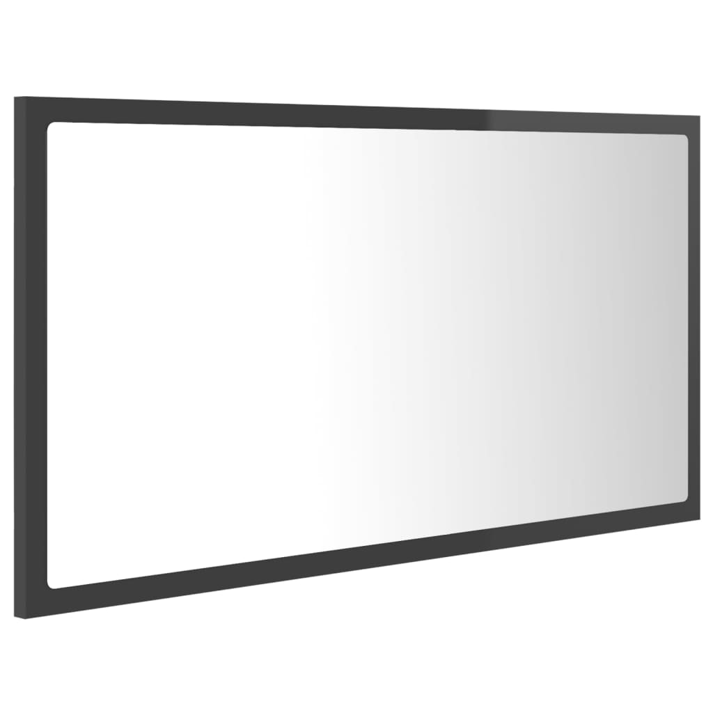Led Bathroom Mirror High Gloss Grey 80X8.5X37 Cm Acrylic Mirrors