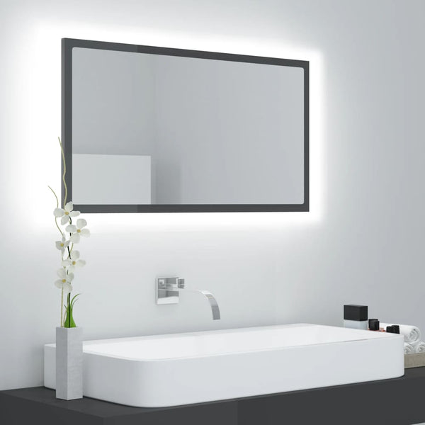 Led Bathroom Mirror High Gloss Grey 80X8.5X37 Cm Acrylic Mirrors