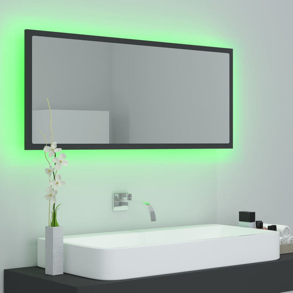 Led Bathroom Mirror Grey 100X8.5X37 Cm Acrylic Mirrors