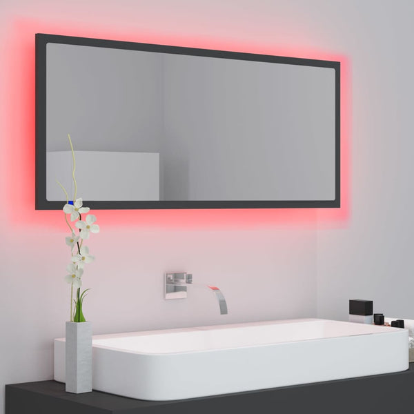 Led Bathroom Mirror Grey 100X8.5X37 Cm Acrylic Mirrors