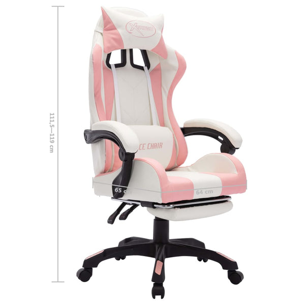 Racing Chair With Rgb Led Lights Pink And White Faux Leather Office Chairs
