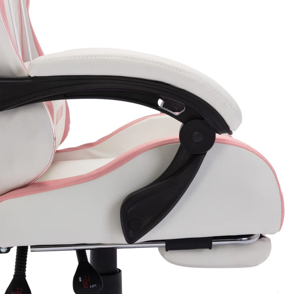 Racing Chair With Rgb Led Lights Pink And White Faux Leather Office Chairs