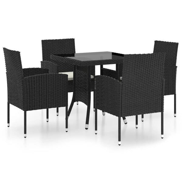 5 Piece Garden Dining Set Poly Rattan Black Outdoor Dining Sets