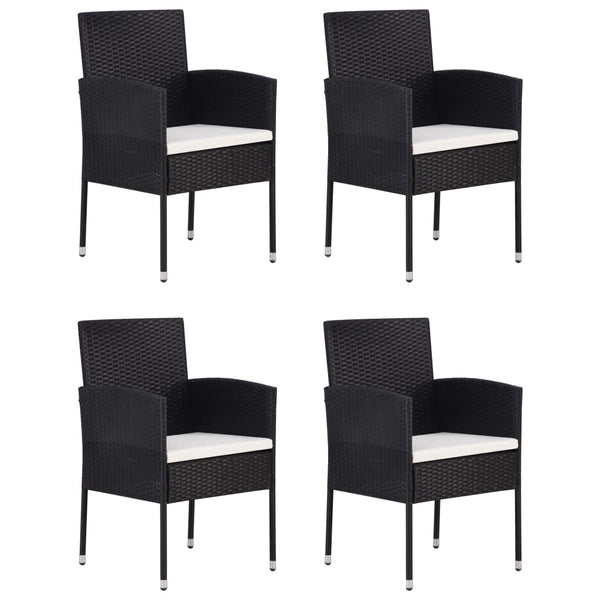 5 Piece Garden Dining Set Poly Rattan Black Outdoor Dining Sets