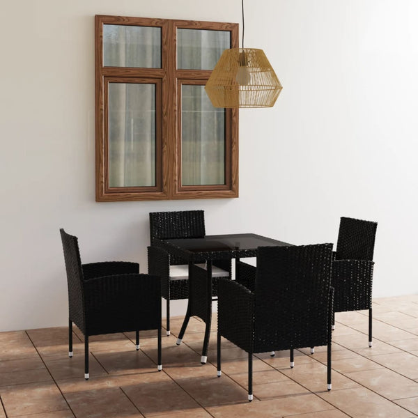 5 Piece Garden Dining Set Poly Rattan Black Outdoor Dining Sets