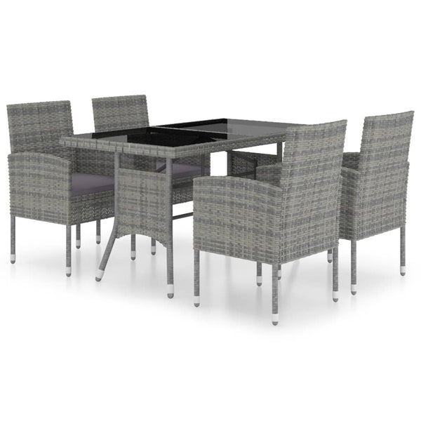 5 Piece Garden Dining Set Poly Rattan Anthracite & Grey Outdoor Dining Sets