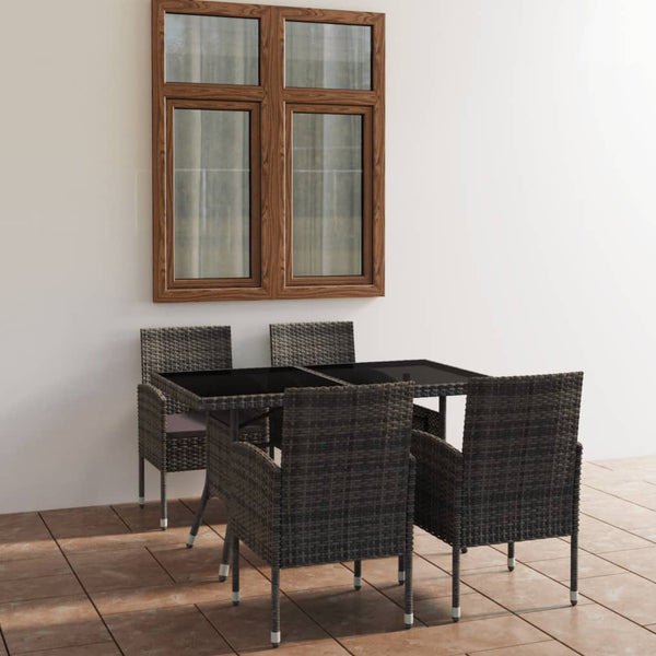 5 Piece Garden Dining Set Poly Rattan Anthracite & Grey Outdoor Dining Sets