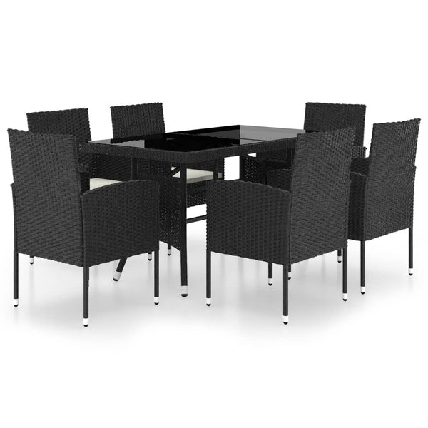 7 Piece Garden Dining Set Poly Rattan Black Outdoor Dining Sets