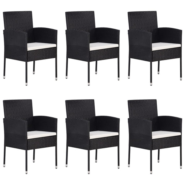 7 Piece Garden Dining Set Poly Rattan Black Outdoor Dining Sets