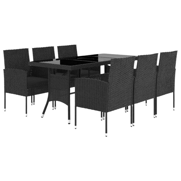 7 Piece Garden Dining Set Poly Rattan Black Outdoor Dining Sets