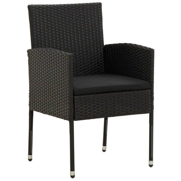 9 Piece Garden Dining Set Poly Rattan Black Outdoor Dining Sets