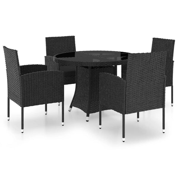 5 Piece Garden Dining Set Poly Rattan Black Outdoor Dining Sets