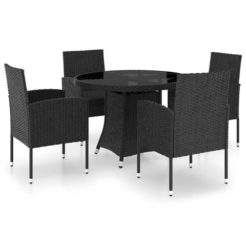 5 Piece Garden Dining Set Poly Rattan Black Outdoor Dining Sets