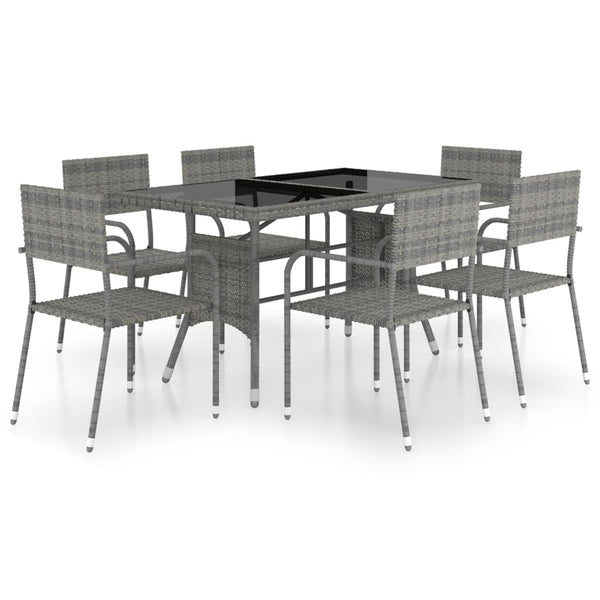 7 Piece Garden Dining Set Poly Rattan Anthracite & Grey Outdoor Dining Sets