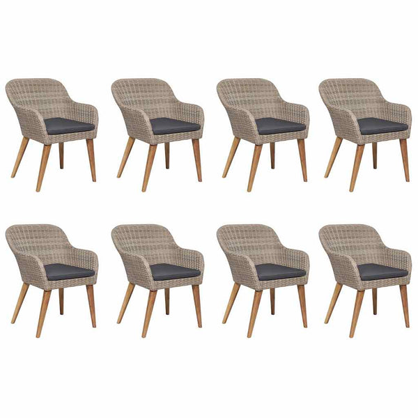 Vidaxl 9 Piece Garden Dining Set Poly Rattan Brown Outdoor Dining Sets