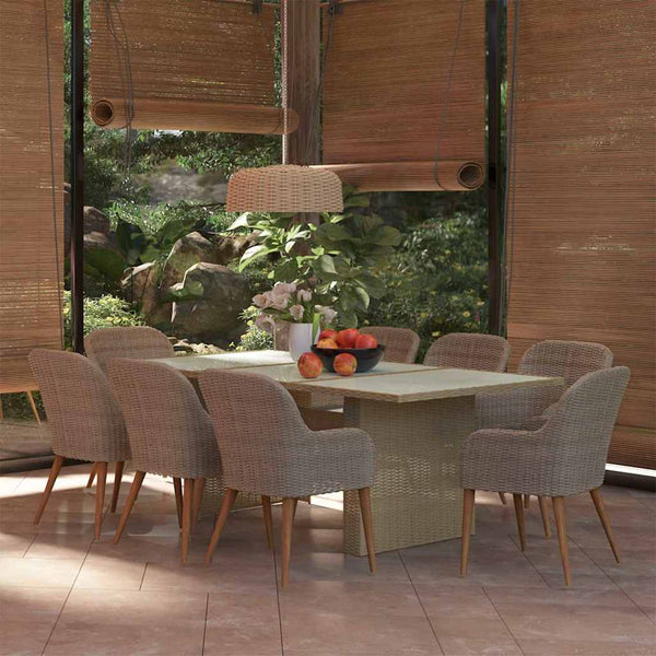 Vidaxl 9 Piece Garden Dining Set Poly Rattan Brown Outdoor Dining Sets