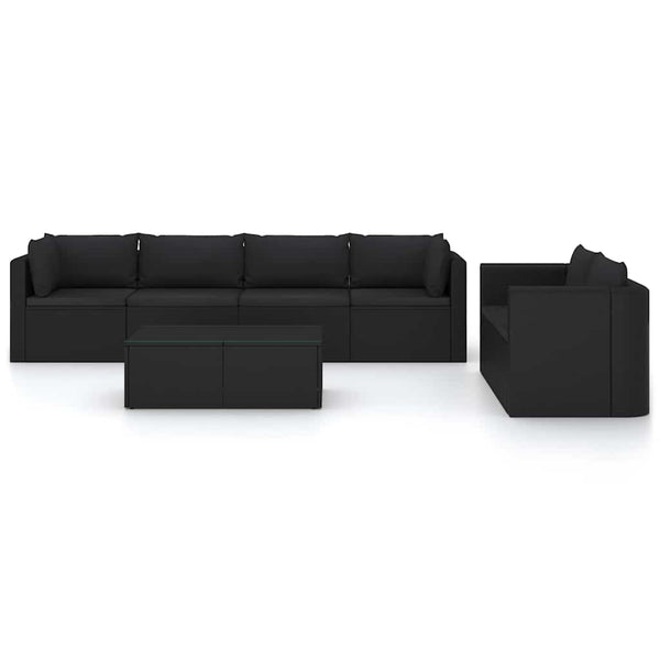 Vidaxl 7 Piece Garden Lounge Set With Cushions Poly Rattan Black Loungers