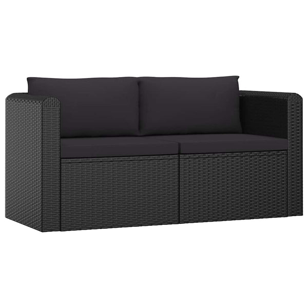 Vidaxl 7 Piece Garden Lounge Set With Cushions Poly Rattan Black Loungers