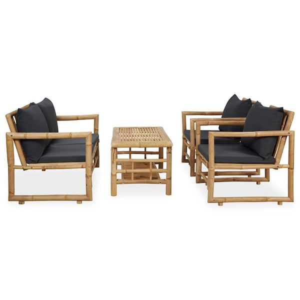 Vidaxl 4 Piece Garden Lounge Set With Cushions Bamboo Other Patio & Garden Furniture