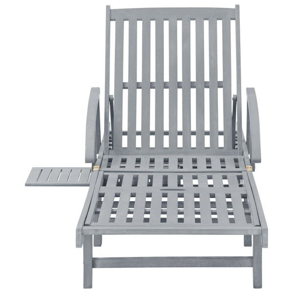 Garden Sun Lounger With Cushion Solid Acacia Wood Loungers