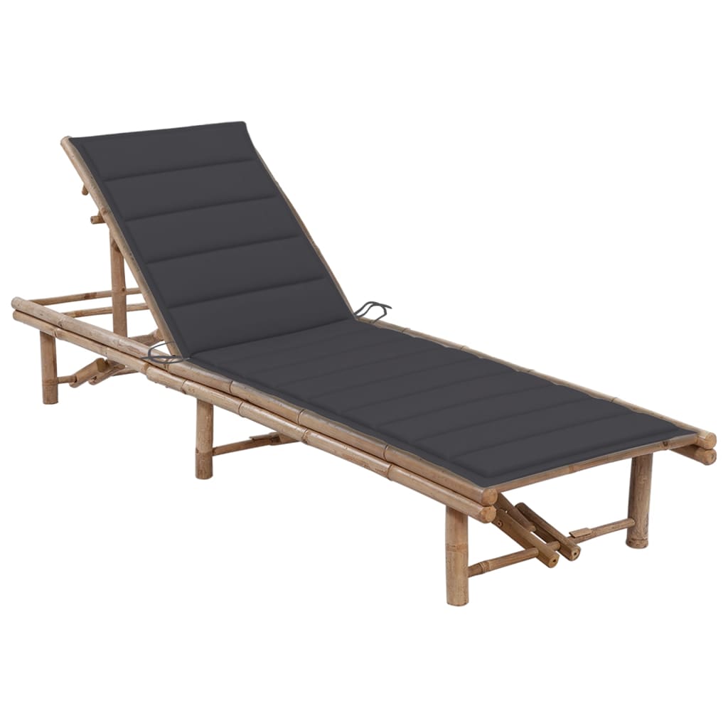 Garden Sun Lounger With Cushion Bamboo Loungers