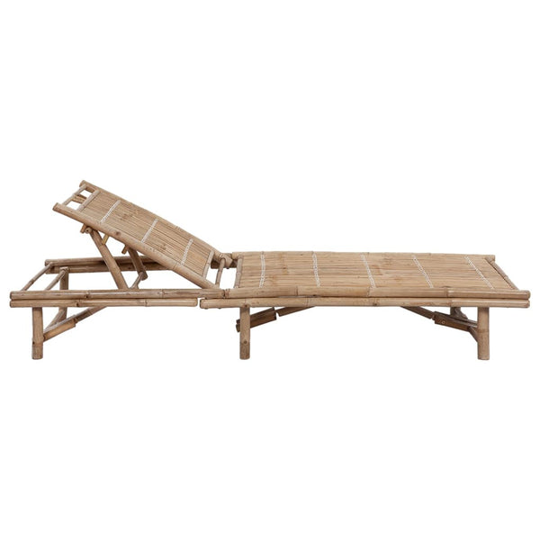Garden Sun Lounger With Cushion Bamboo Loungers