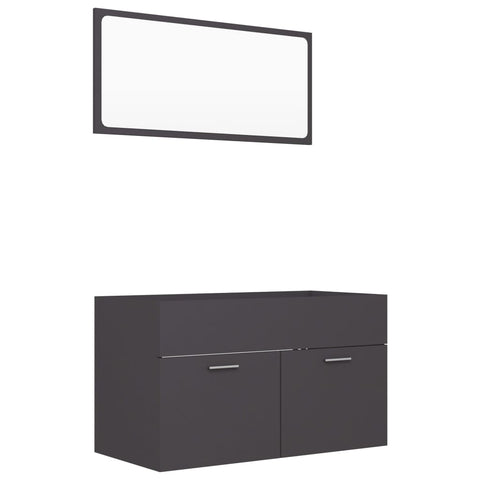 2 Piece Bathroom Furniture Set Grey Engineered Wood Bathroom Cabinets