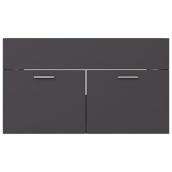 2 Piece Bathroom Furniture Set Grey Engineered Wood Bathroom Cabinets