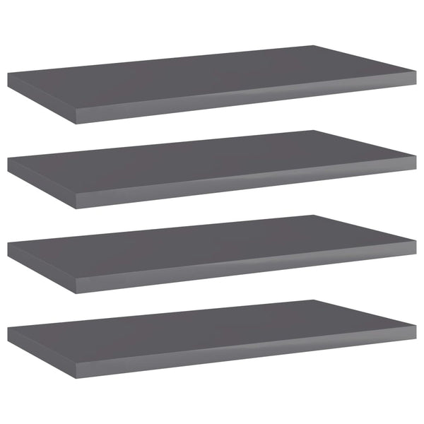 Bookshelf Boards 4 Pcs High Gloss Grey 40X20x1.5 Cm Engineered Wood Bookshelves
