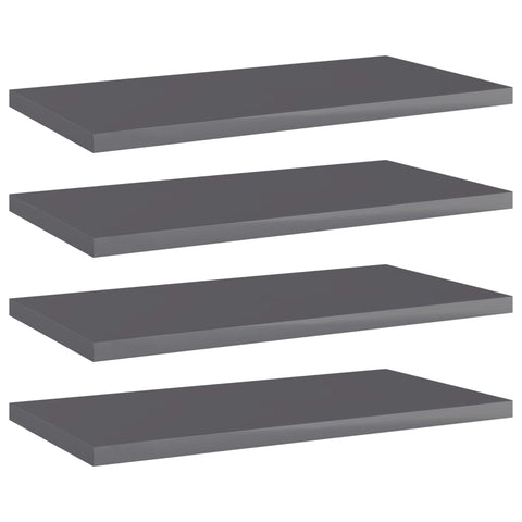 Bookshelf Boards 4 Pcs High Gloss Grey 40X20x1.5 Cm Engineered Wood Bookshelves