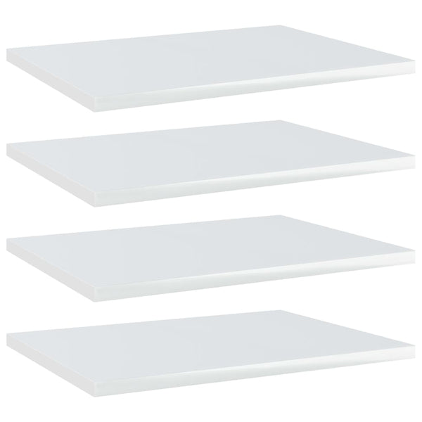 Bookshelf Boards 4 Pcs High Gloss White 40X30x1.5 Cm Engineered Wood Bookshelves