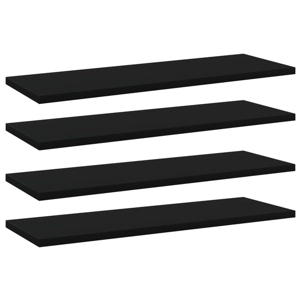 Bookshelf Boards 4 Pcs Black 60X20x1.5 Cm Engineered Wood Bookshelves