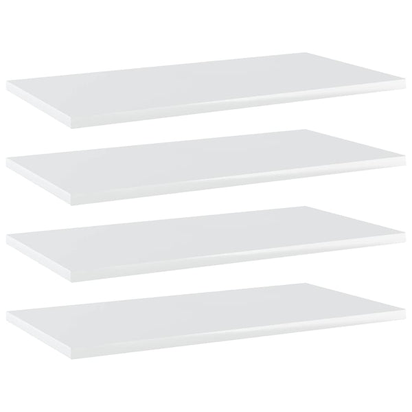 Bookshelf Boards 4 Pcs High Gloss White 60X30x1.5 Cm Engineered Wood Bookshelves