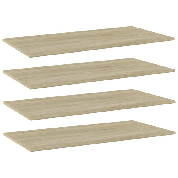 Bookshelf Boards 4 Pcs Sonoma Oak 80X20x1.5 Cm Engineered Wood Bookshelves