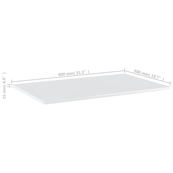 Vidaxl Bookshelf Boards 4 Pcs High Gloss White 80X50x1.5 Cm Engineered Wood Bookshelves