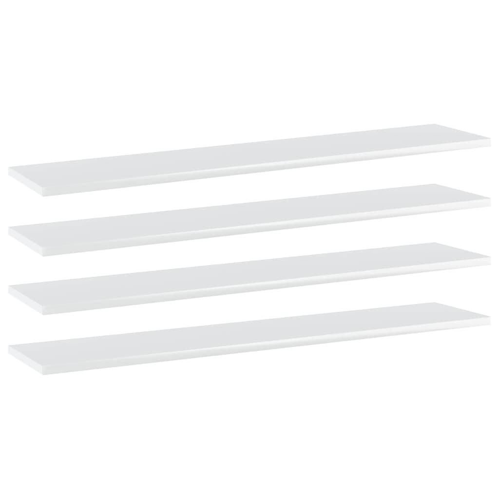 Bookshelf Boards 4 Pcs High Gloss White 100X20x1.5 Cm Engineered Wood Bookshelves