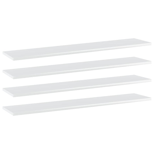 Bookshelf Boards 4 Pcs High Gloss White 100X20x1.5 Cm Engineered Wood Bookshelves