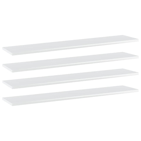 Bookshelf Boards 4 Pcs High Gloss White 100X20x1.5 Cm Engineered Wood Bookshelves