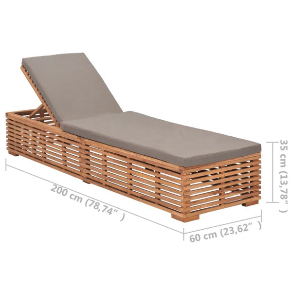 Loungers Sun Lounger With Dark Grey Cushion Solid Teak Wood