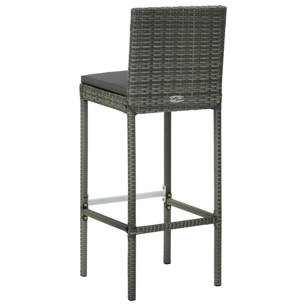 5 Piece Garden Bar Set With Cushions Poly Rattan Grey Patio Furniture Sets