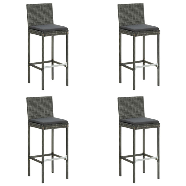 5 Piece Outdoor Bar Set With Cushions Poly Rattan Grey Patio Furniture Sets