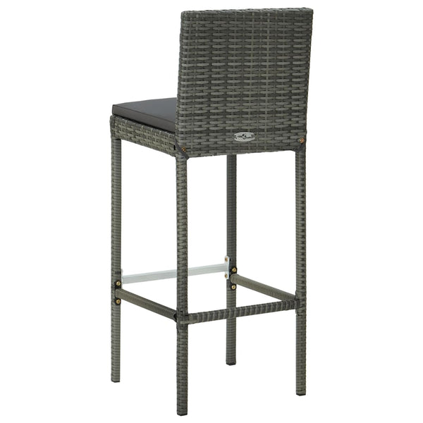 5 Piece Outdoor Bar Set With Cushions Poly Rattan Grey Patio Furniture Sets