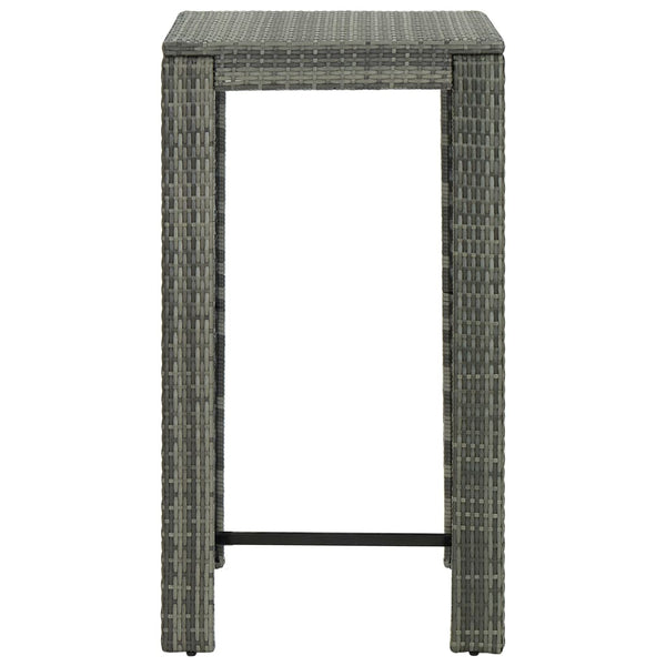 5 Piece Outdoor Bar Set With Armrest Poly Rattan Grey Patio Furniture Sets